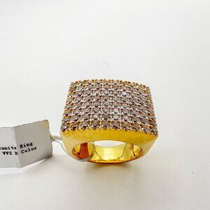 925 Sterling Sliver Moissanite Designer Rectangle Ring, 3.981ctw VVS Stones Hip